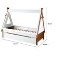 thumbnail image 4 of Benzara Modern Wood Twin Bed, House Shaped Bed Frame, Slat System, Brown, White, 4 of 4
