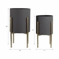 thumbnail image 5 of Decorative Flower Pots with Metal Stand for Home Decor - Modern Planters for Hallway, Entryway, and Living Room Decor - Indoor and Outdoor Pots for Plants Styling - Set of 2, 23", 19", Gray & Gold, 5 of 14