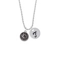 thumbnail image 2 of Delight Jewelry Silvertone Antiqued Round Seal - Initial - C - Silvertone Script Initial Disc - F - Charm Necklace, 20"+3", 2 of 4