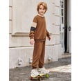 thumbnail image 5 of Arshiner Boy Clothes 2 Piece Color Block Sweatshirt and Pants Set Fall Winter Outfit, 5 of 6