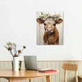 thumbnail image 2 of Nawypu Sunflower Highland Cow Wall Art: Funny Farm Animal Canvas Picture Painting, Rustic Farmhouse Artwork Decor Bathroom Decoration, Cute Brown Cattle Poster Print for Home Kitchen Bedroom, 2 of 4