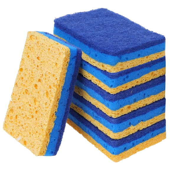 REGALWOVEN Non-Scratch Scrub Dish Sponges, Dual Sided Cleaning Sponges, Stand Up to Stuck on Grime Kitchen Sponges for Household, Bathroom, Dish Blue 6 Pcs