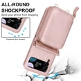 thumbnail image 7 of Dteck Crossbody Wallet Case for Samsung Galaxy Z Flip 3, Zipper Pocket Case with Card Holder, PU Leather RFID Blocking Protective Z Flip3 5G Case with Kickstand Detachable Wrist Strap Lanyard,Rosegold, 7 of 7