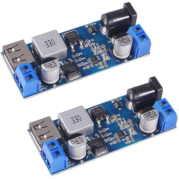 Módulo convertidor reductor de 12V a 5V 5A USB DC 9V-36V Regulador de voltaje Transformador reductor a USB 5V Placa reguladora de teléfono de carga rápida (2 piezas) Afortunado Sencillez