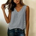 thumbnail image 4 of Womens Cotton Linen Tank Tops V Neck Casual Cami Sleeveless Blouses Basic Shirt Gauze Linen Shirts Gray M, 4 of 7