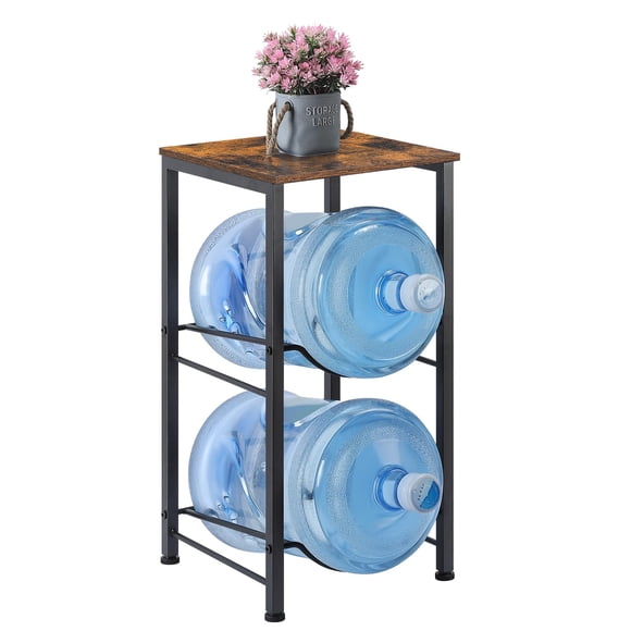Soporte para botellas de agua LIANTRAL de 5 galones con estante de almacenamiento, color marrón