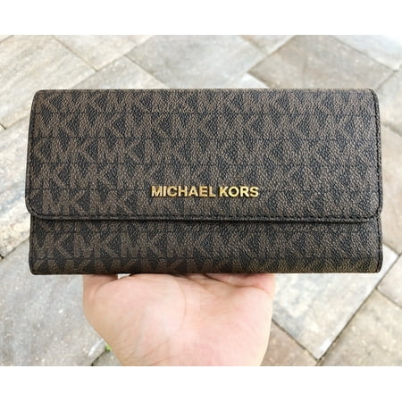 Michael Kors Jet Set Travel Pvc Large Trifold Wallet Brown Mk Signature Mulberry Michael Kors Jet Set Travel Pvc Large