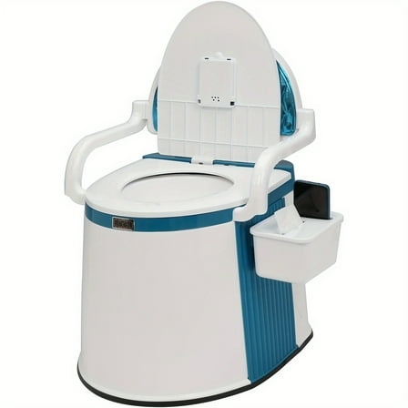 Portable Camping Toilet - Backrest & Handrails - 350lb Capacity - Lightweight PP - Detachable Bucket for RV, Boat & Home