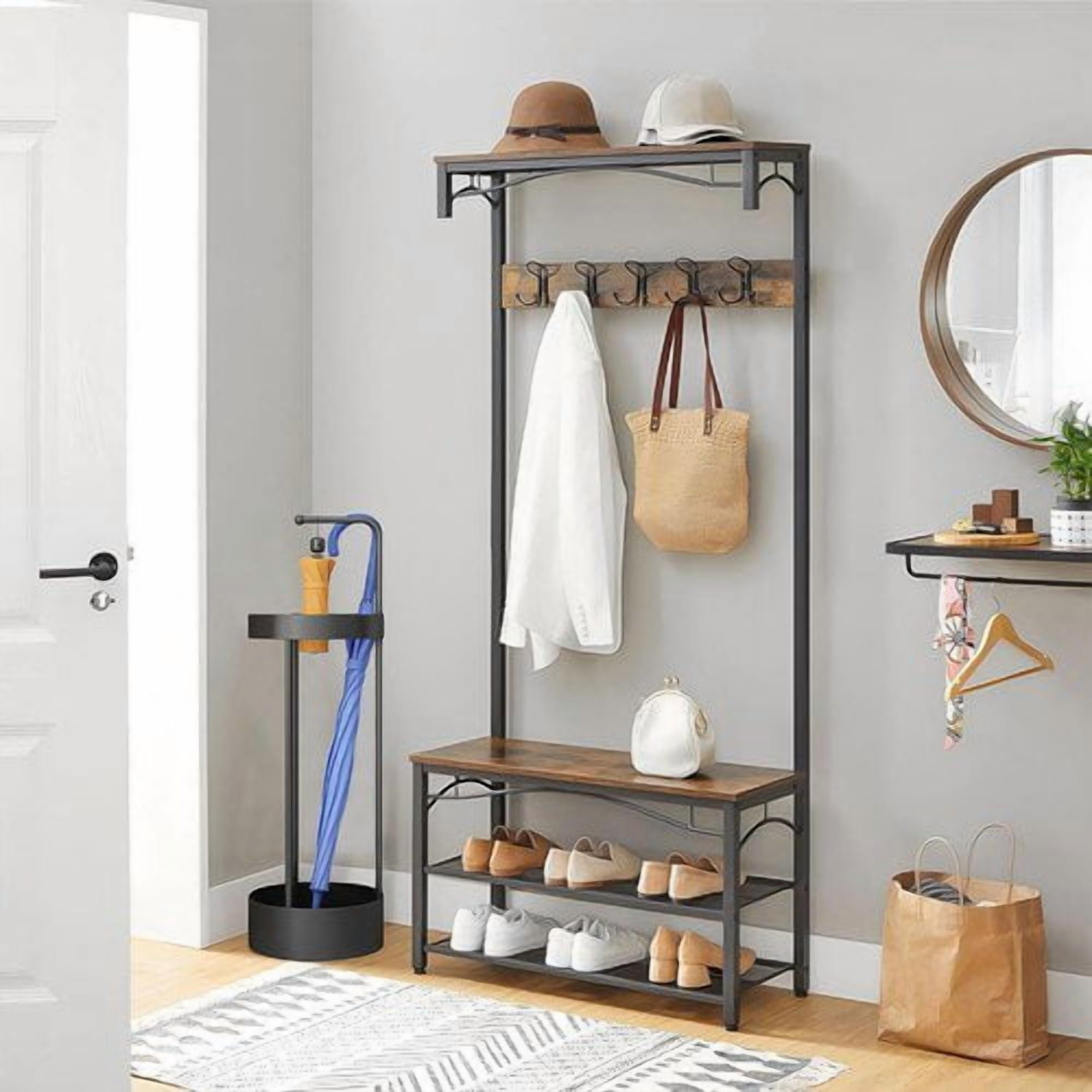 ShadeMart Metal Umbrella Stand, Industrial Free-Standing Organizer with Reinforced Base for Entryway and Hallway