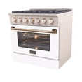 thumbnail image 4 of 36 in. 5.2 cu. ft. Dual Fuel Range for Natural Gas in White and Gold Accents, 4 of 8
