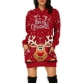 thumbnail image 2 of Chandail en Molleton de Noël pour Femmes, Fermeture Mi-Longue, Manches Longues, Pull de Noël, Col Rond Chaud, Cardigan à Capuche, Veste de Mode, Imprimé de Vacances, 2 of 6