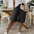 thumbnail image 2 of Trendy Side Split Capri Pants for Women Cotton Linen Side Pocket Comfortable Soft Casual Summer Culottes Black S, 2 of 7