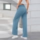 thumbnail image 4 of Amzcrzy Pantalones Vestir Mujer Color Liso S-2XL - Cintura Alta Elástica, Pliegues Frontales, Sin Cremallera, Bolsillos, Para Trabajo Azul, 4 of 5