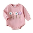 thumbnail image 5 of CAICJ98 Newborn Baby Girl Clothes 3D Floral Long Sleeve Sweatshirt Romper Onesie Bodysuit Fall Winter Infant Outfits (Pink,12-18 Months), 5 of 5