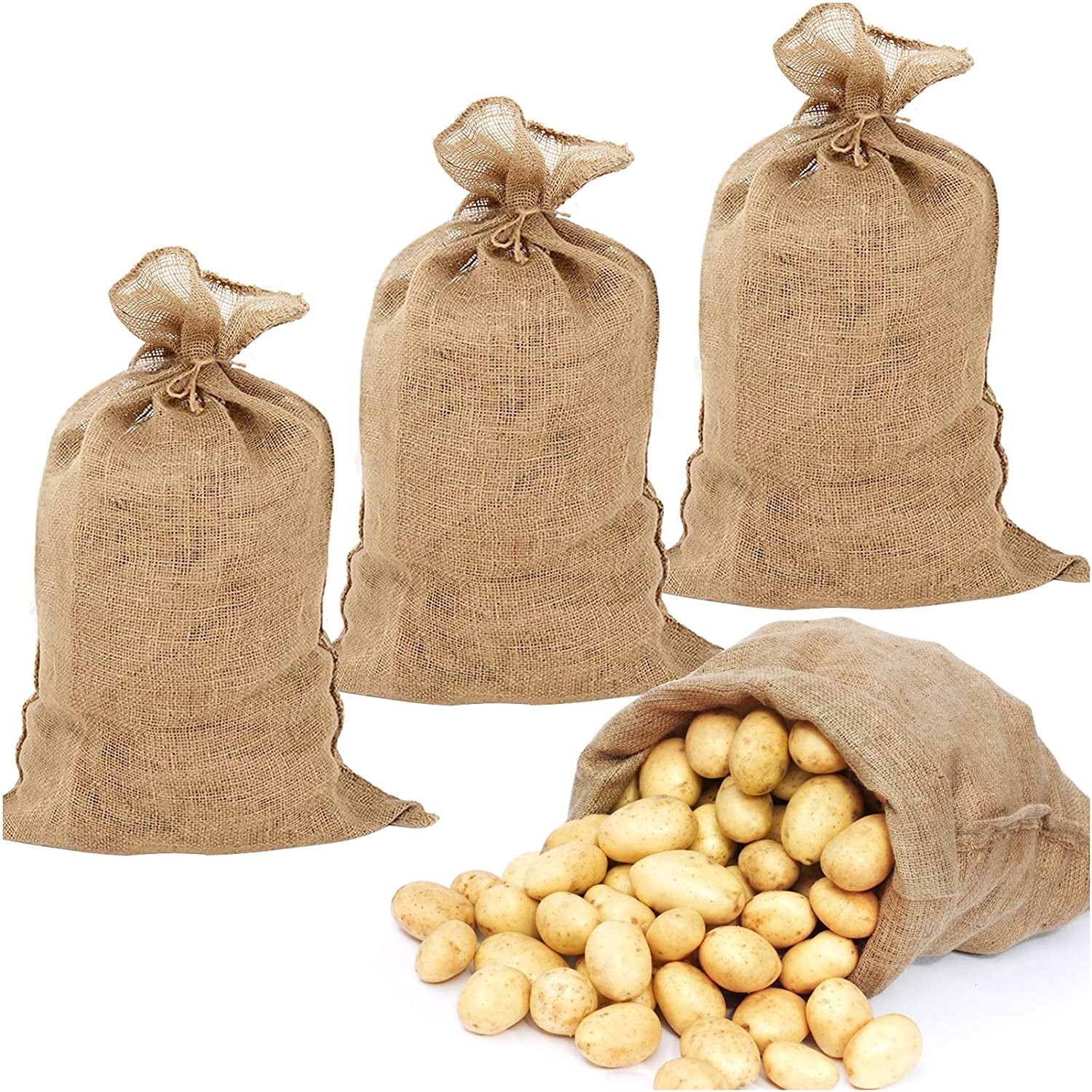 4 Large Hessian 50 x 80cm Jute Veg Potato Storage Sacks Bags Sack Race JB 