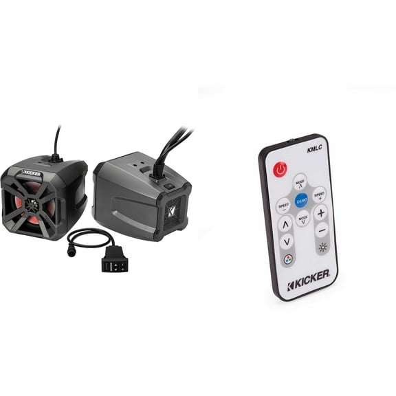 Kicker 48BTCAN65 BTCAN65, 6.5" Bluetooth Powered Speaker; Universal Powersport Can w/ LED Remote Bundle