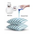 thumbnail image 6 of Outdoor Throw Pillow Set of 2, Aqua Striped Waterproof Pillow with Insert Included, Modern Farmhouse Blue White Stripes Decorative Accent Cushion Lumbar Pillows for Patio Porch, 12 x 20 In, 6 of 8