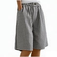 thumbnail image 1 of TaTaai Women Summer Solid Color Knee Length Shorts Casual Loose Fit Elastic Waist Shorts Lightweight Breathable Soft Fabric Machine Washable No Fading Daily Outdoor Street Wear Gift, 1 of 4