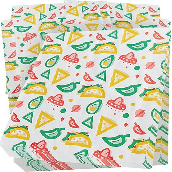 Avant Grub 12" Heavy-Duty Fiesta Print Deli Paper Wraps, 250 Pack