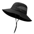 thumbnail image 2 of BadPiggies Mens Sun Hat Bucket Fishing Hiking Cap Wide Brim UV Protection Outdoor Boonie Hat (Black), 2 of 9