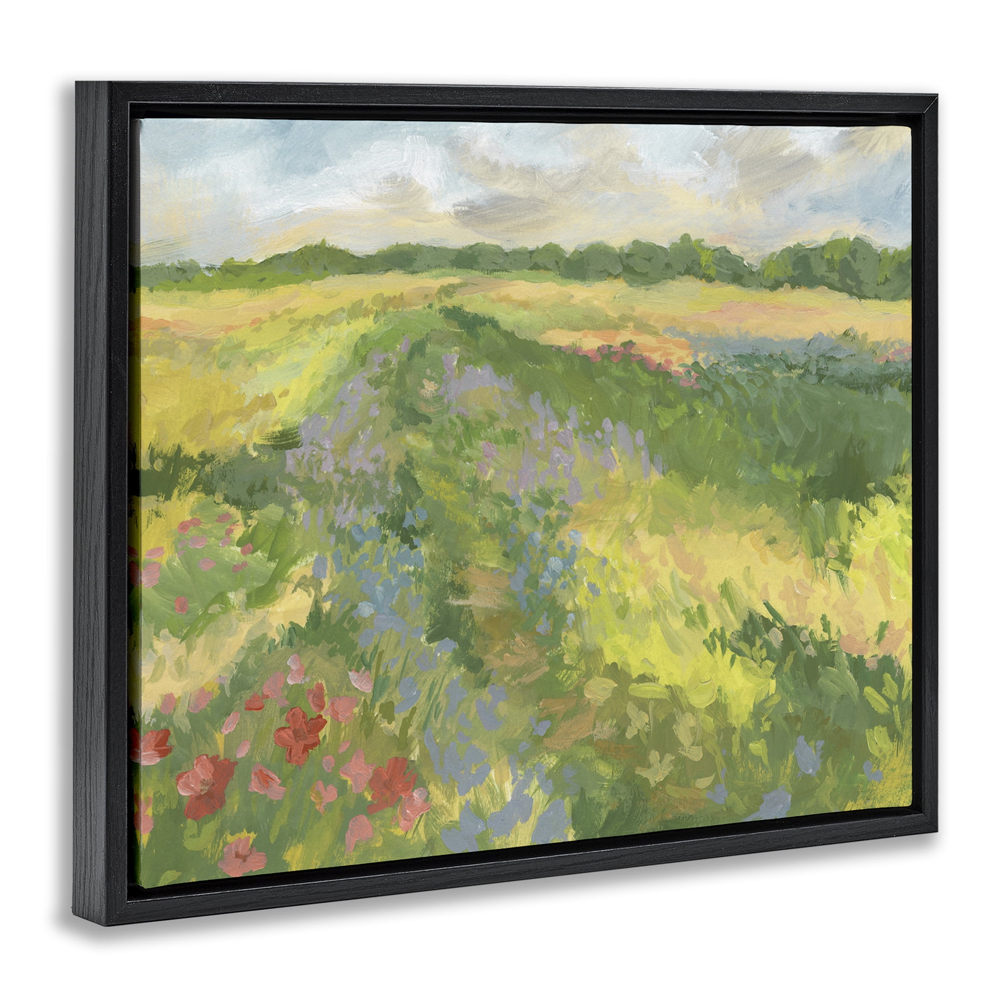 Stupell Industries Windswept Flower Meadow Black Framed Floater Canvas Wall Art, design by Victoria Barnes