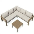 thumbnail image 2 of Techmilly Metal Outdoor Sectional Furniture L Shape Patio Conversation Sets with Fauxwood Coffee Table with 6" Thick Olefin Cushions,Outdoor Patio Furniture sets for Backyard, Garden, Poolside, 2 of 7