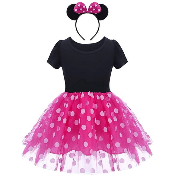 Minnie Costume Baby Girl Dress Mouse Ear Headband Polka Dot Dress