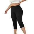thumbnail image 7 of CaiJunJia Women's Plus Size Capri Yoga Leggings with Pockets High Waisted Stretchy Buttery Soft Workout Athletic Pants, 7 of 7