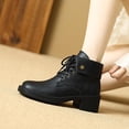 thumbnail image 6 of Xfvqtps Ankle Boots for Women Fashion Winter Casual Comfortable Martin Lace up Booties with Decorative Buckle Chunky Low Heel Boots for Outdoor Indoor Daily, 6 of 9
