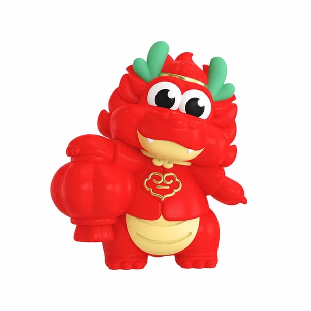 Figura de dragón de resina roja para Año Nuevo chino, adorable para decoración de escritorio. Estilo A
