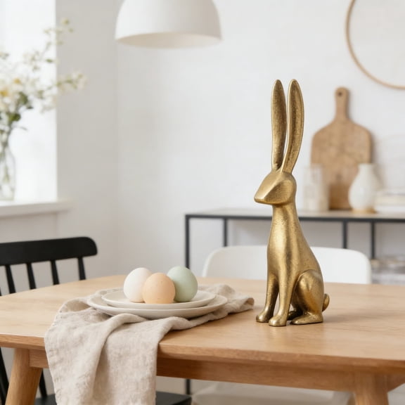 Gold Bunny Figurines Vintage Rabbit Statues Easter Bunny Statue Table Decoration for Spring Tabletop Decor Easter Gifts Home Office Decor Party Supplies