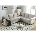 thumbnail image 3 of 2 in 1 Pull Out Sleeper Sofa Bed, 6 Seater L Shaped Sectional Sofa with Soft Backrest, Large Combined Couch for Living Room Apartment, 3 of 8