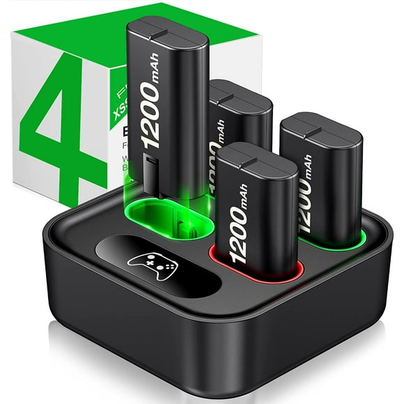 BEBONCOOL Xbox Contrôleur Batterie et Chargeur, 4 x 1200 mAh Xbox Batteries Rechargeables pour Xbox Série XS / Xbox un Contrôleur / Élite x / s, Xbox Accessoires