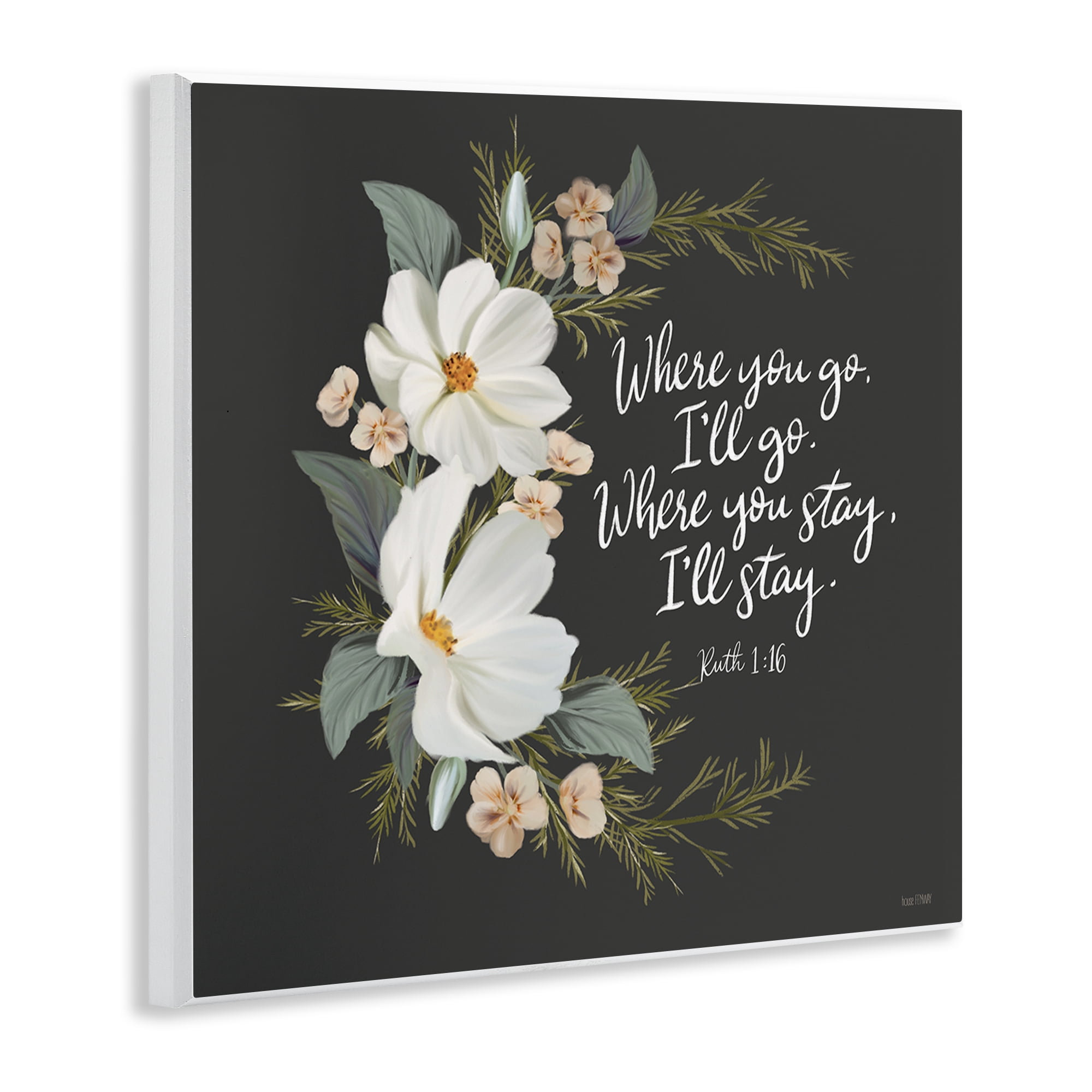 Stupell Industries Spiritual Scripture with Florals Plants & Flowers Painting Unframed Art Print Wall Art, 12 x 12