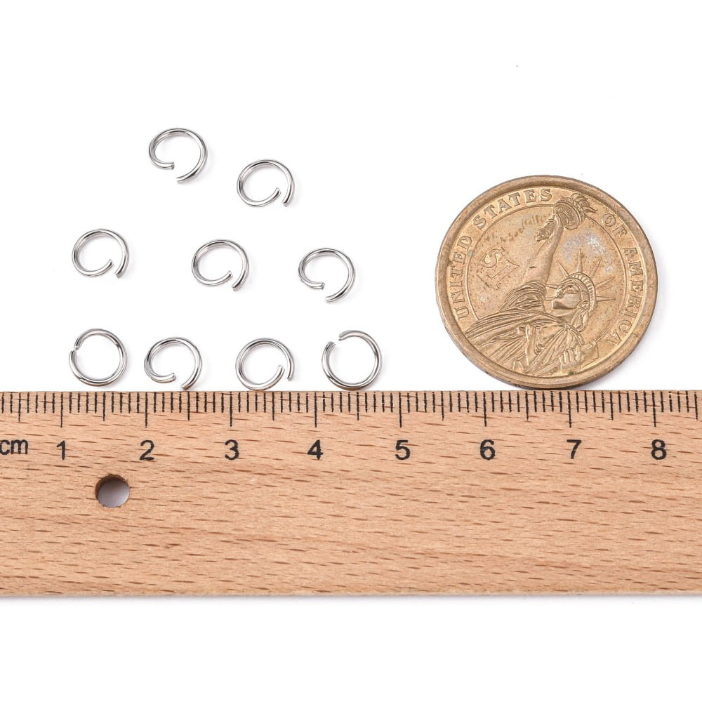 4000pc Resistant 304 Stainless Steel Open Jump Rings Round Stainless Steel 18 Gauge 7x1mm Inner Diameter: 5mm