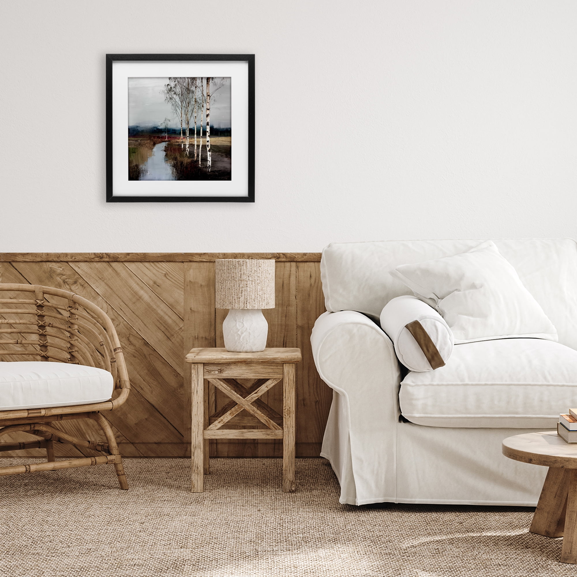 Stupell Industries Birch Creek River Black Framed Print Under Glass, design by Kim Curinga