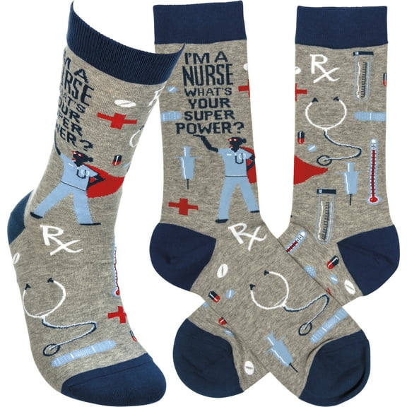 Primitives by Kathy I'm a Nurse What's Your Super Power? Socks, Fits Most