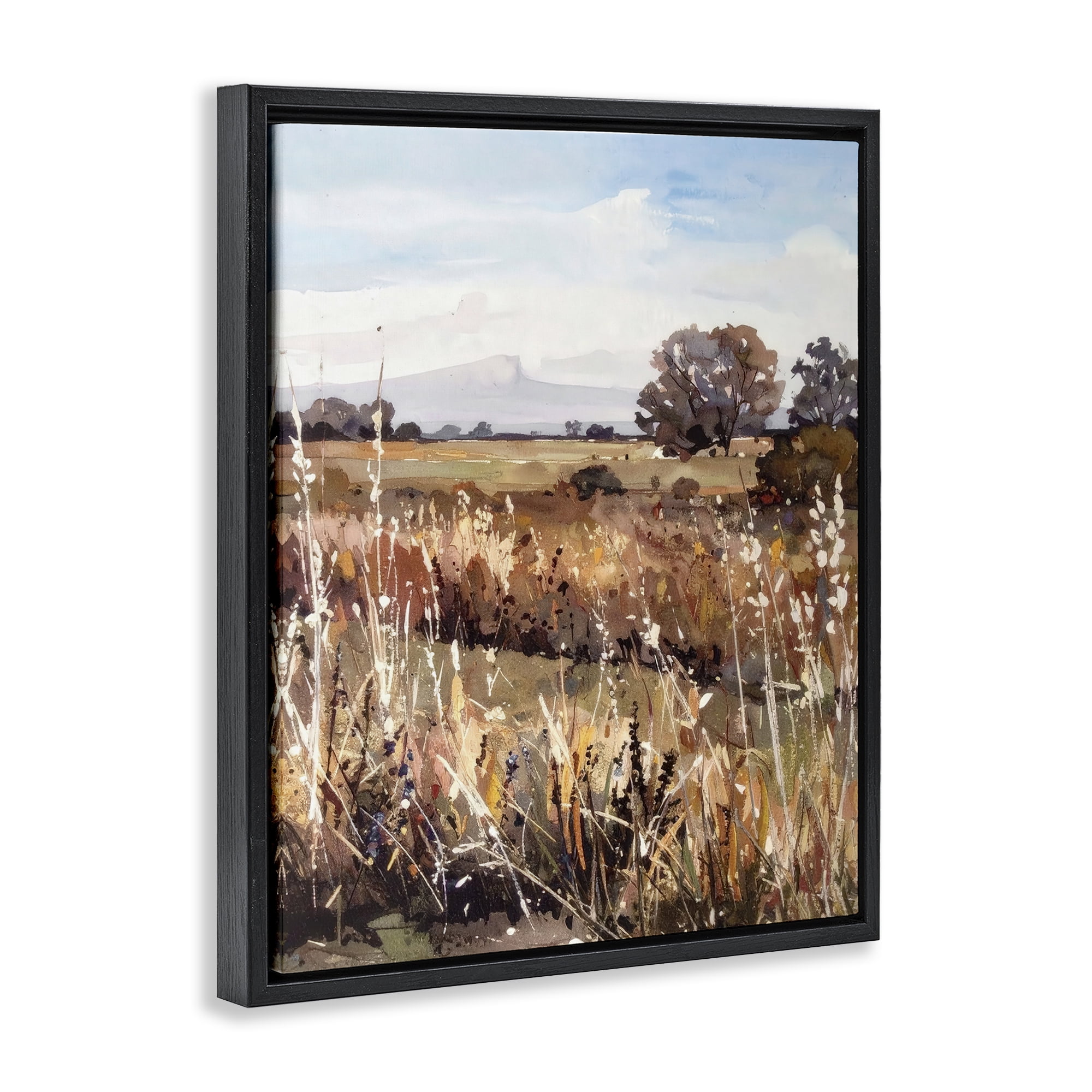 Stupell Industries Peaceful Meadow Expression Black Framed Floater Canvas Wall Art, design by Alonza Saunders