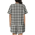 thumbnail image 3 of Bingfone Houndstooth Black And White Print Pajamas Sets for Women Soft Short-Sleeved Pjs with Lounge Shorts Two Piece Sleepwear, 3 of 8