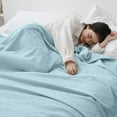 thumbnail image 4 of Cooling Blanket King,Hwkond Ice Blankets For Hot Sleepers And Night Sweats, Ice Blanket For All-Season, Ultra-Cool Lightweight Blanket, Ice Blankets Absorbs Body Heat To Keep,Light blue,150x200cm, 4 of 7