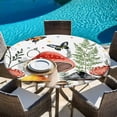 thumbnail image 6 of Mushroom Round Tablecloth, Fitted Table Cover with Elastic for 45"-54" Round Tables, Butterfly Botanical Star Country Plant White Table Cloth Outdoor Indoor Dinning Party Waterproof Tablecloths, 6 of 7