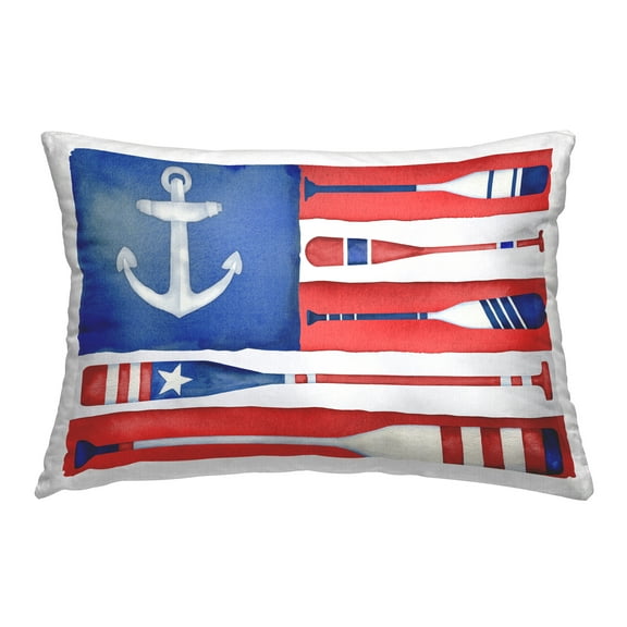 Stupell Industries Patriotic Oar Flag Decorative Printed Throw Pillow Design by Paul Brent.