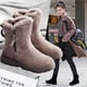 thumbnail image 5 of Botas de nieve de mujer de moda de invierno de media pantorrilla con forro polar, gruesas, cálidas, acolchadas de algodón, botas de invierno para mujer con piel integrada, 5 of 6
