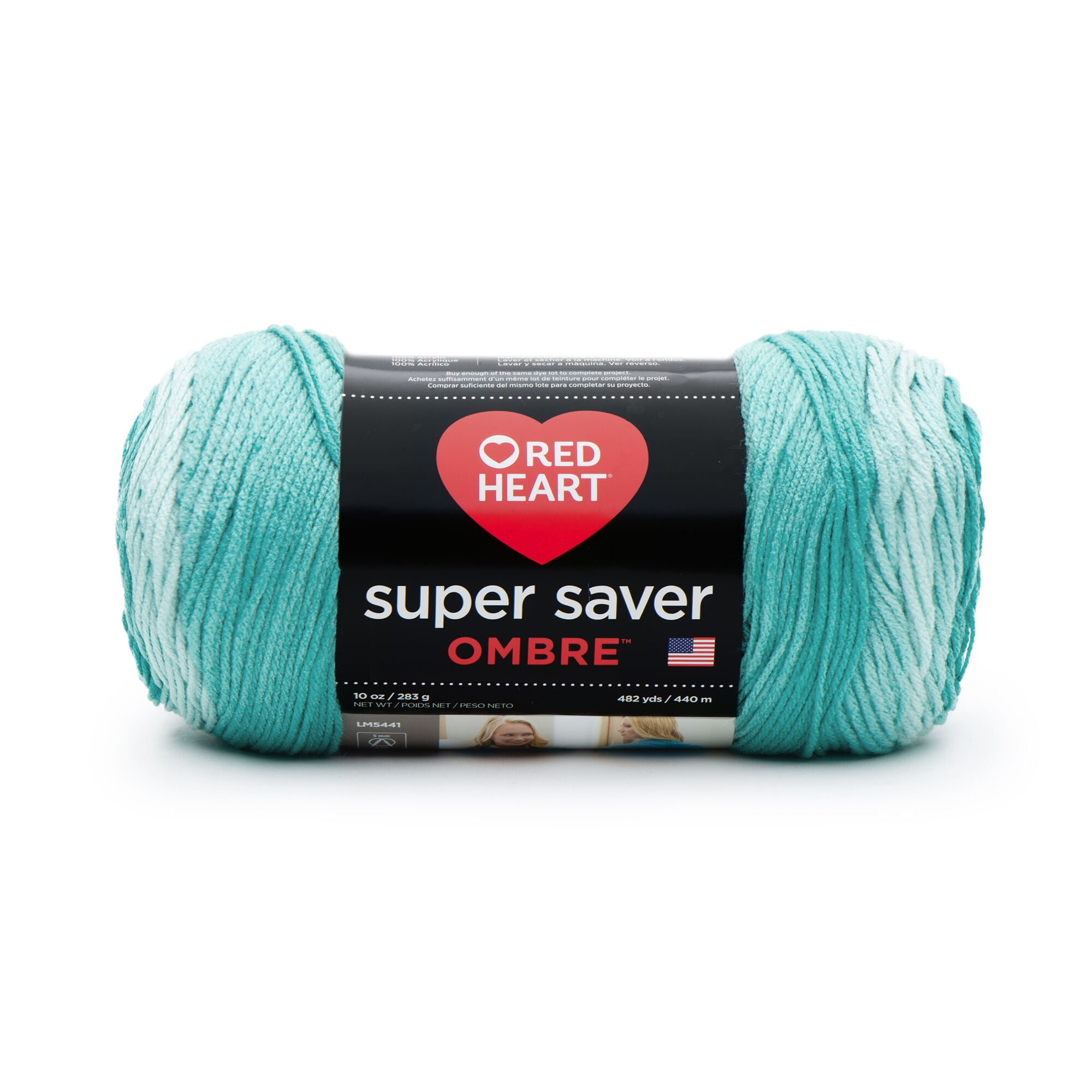 Red Heart® Super Saver® Color Block™ #4 Medium Acrylic Yarn, Liquid Teal  10oz/283g, 482 Yards (4 Pack)