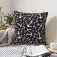 thumbnail image 6 of Fotbe Anchors Pattern Velvet Decorative Throw Pillow Covers with Elegant Piping, Soft Plush Cushion Cover for Sofa, Bed, Car, Office-16"x16", 6 of 8