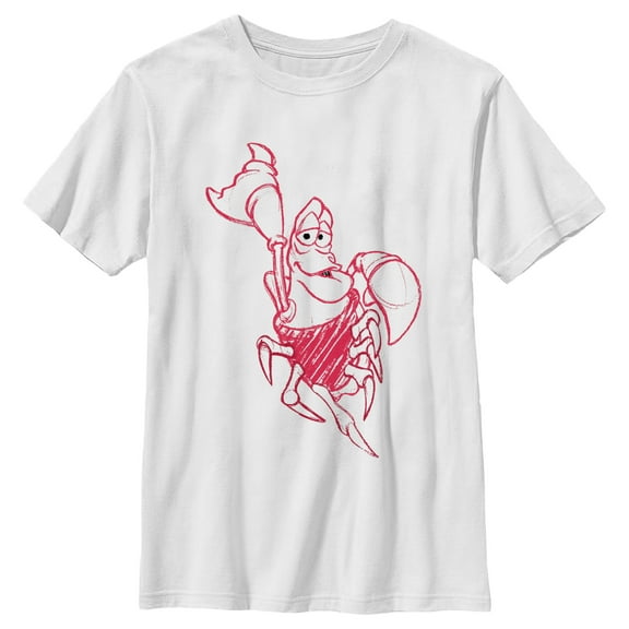 Boy's The Little Mermaid Sebastian Drawing  Graphic Tee White X Small