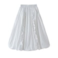 thumbnail image 7 of Rggeeun Toddler Girls Skirt Solid Color A Line Front Ruched Ruffle Waist Draping High Stretchy Calf Length for Summer Holiday Elegant Skirts,White,4-5 Years, 7 of 7