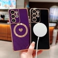 thumbnail image 3 of Magnetic Phone Case for Samsung Galaxy S21 Ultra [ Compatible with MagSafe ] Cute Heart Case for Women Luxury Plating Camera Lens Cover Protect Soft Bumper for S21 Ultra 6.8" (Black), 3 of 11
