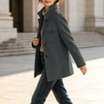 thumbnail image 6 of Jovrlynd Womens Coats Wool Stand Collar Button Winter Mid Length Warm Jackets with Pockets, S-3XL, 6 of 9