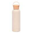 thumbnail image 1 of Botella de agua deportiva de acero inoxidable de 500ml, termo con tapa de madera, taza de agua portátil para exteriores con asa, 1 of 5